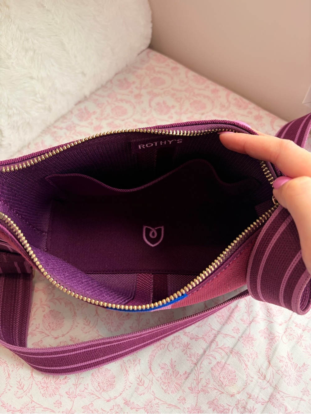 Rothy’s The Casual Crossbody • Purple Stripe - Picture 3 of 4